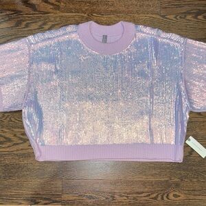 Anthropologie The Goldie Crew-Neck Cashmere Blend Sequin Sweater